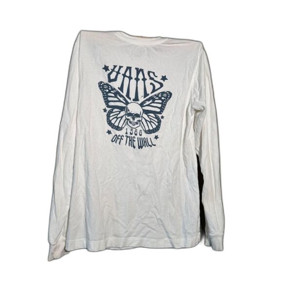 Vans Skull Butterfly Long Sleeve Tee Small White Graphic Skate Shirt Guatemala - Picture 3 of 5